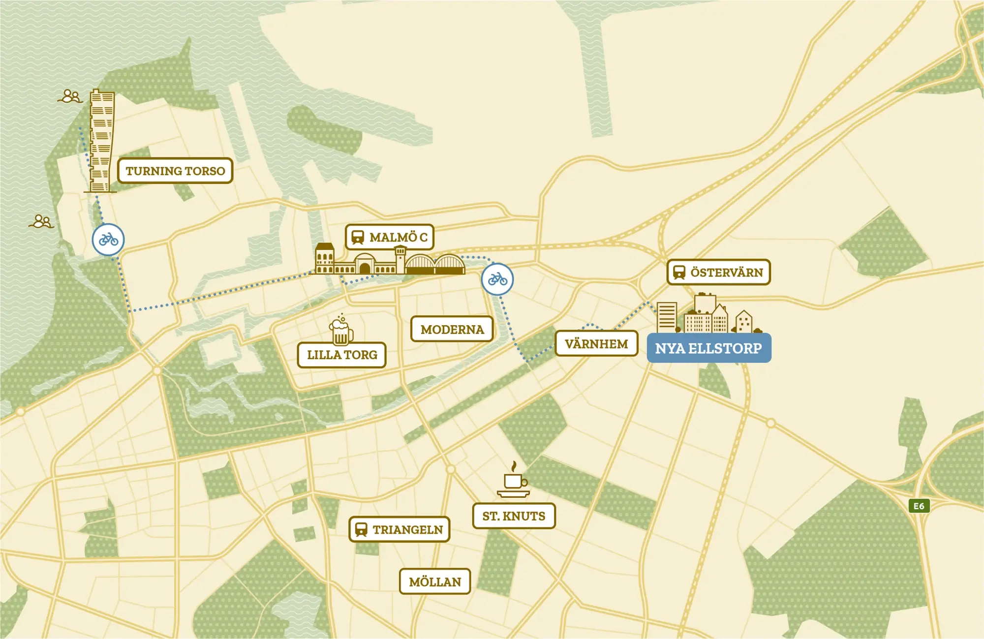 Karta över Malmö och Ellstorp